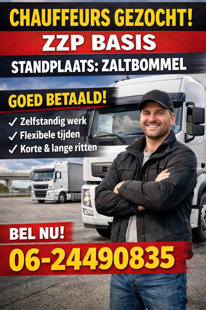 ZZP CHAUFFEURS GEZOCHT – RIJBEWIJS CE en C, Vacatures, Vacatures | Chauffeurs, Overige niveaus, Overige vormen, 33 - 40 uur