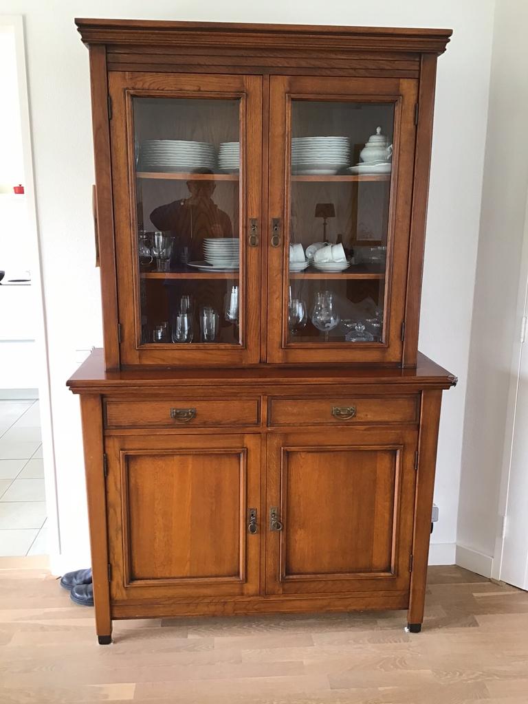 Dressoir, vitrinekast, tv meubel en salontafel kersen-eiken, Ophalen, Gebruikt, Met deur(en), Eikenhout