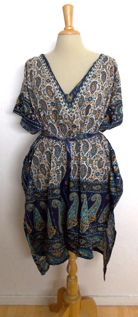 Boho/etnisch/Ibiza/hippie/batik print tuniek! L/XL, Verzenden, Zo goed als nieuw, Maat 42/44 (L), Blauw