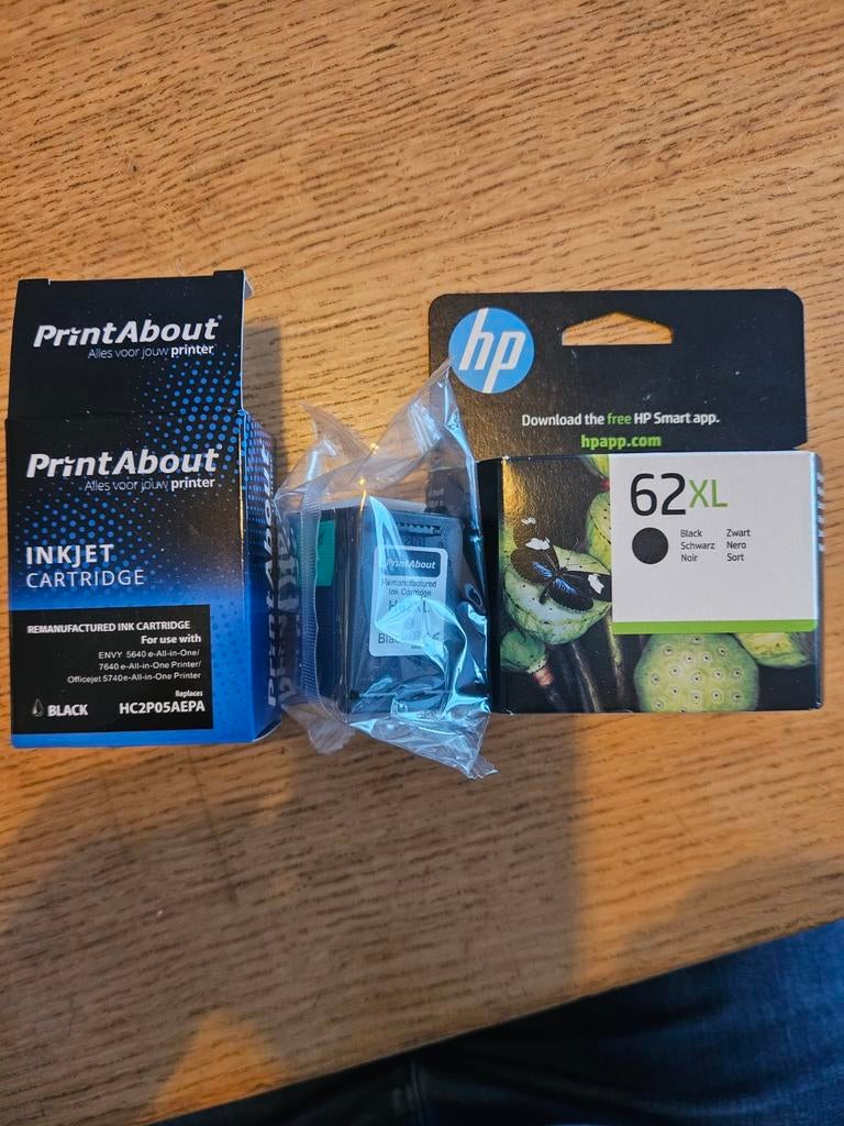 HP 62xl cartridge zwart origineel met gratis PrintAbout, Computers en Software, Printerbenodigdheden, Ophalen of Verzenden