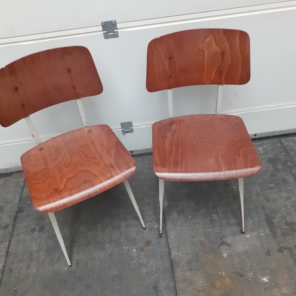 Galvanitas S16 Schoolstoel - Vintage Design, Ophalen, Gebruikt, Twee, Bruin