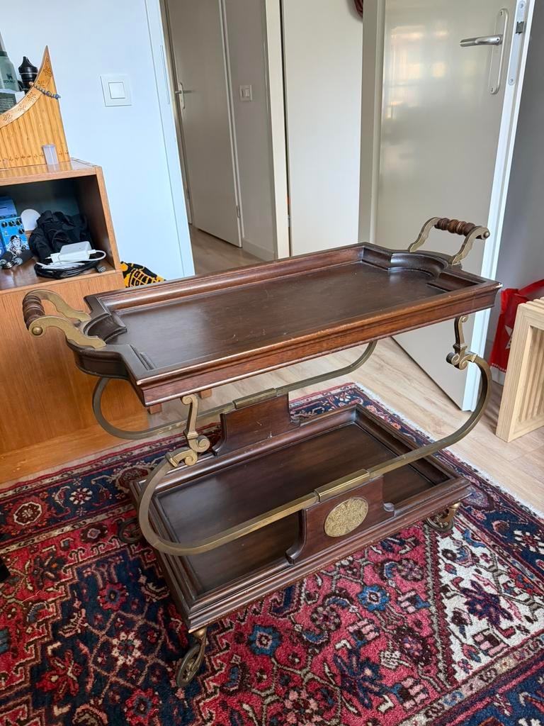 Antieke walnoothouten serveerwagen/bar trolley, Ophalen