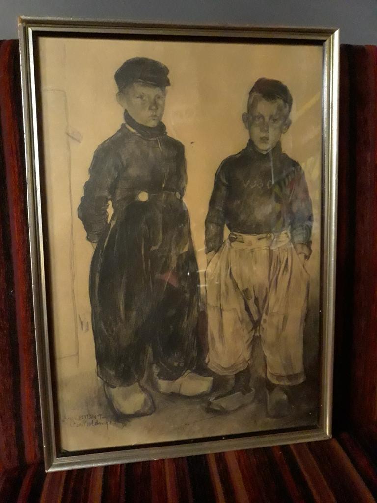 "2 VOLENDAMSE JONGENS "  LITHO VAN CEES BOLDING  1923, Ophalen of Verzenden