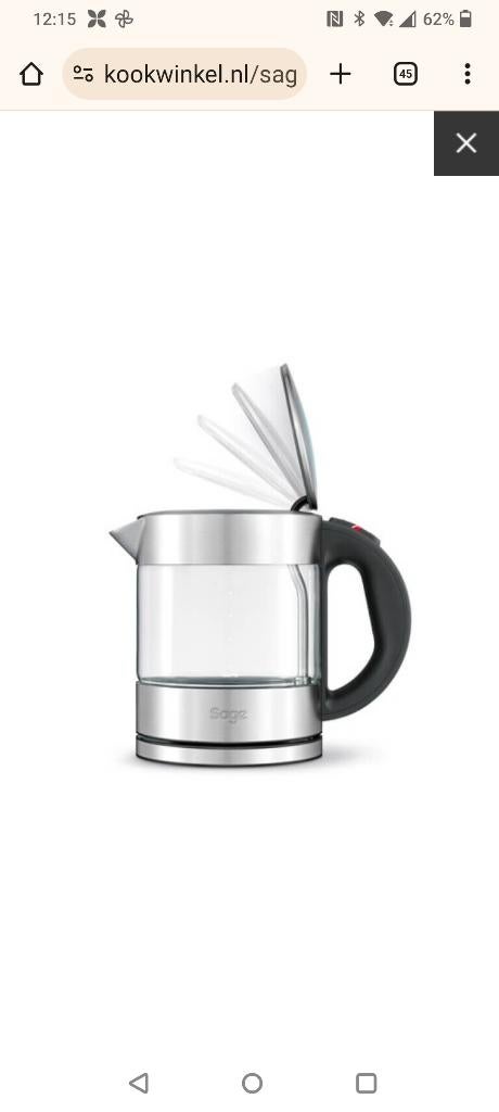 Waterkoker Sage, inhoud 1 liter, 1 tot 2 liter, Ophalen, Gebruikt, Rvs