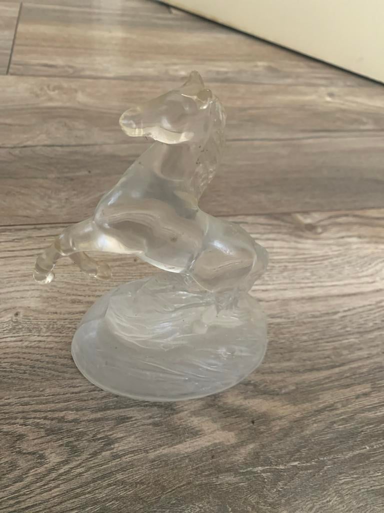 Transparant glazen paard beeldje, Antiek en Kunst, Antiek | Glas en Kristal, Ophalen of Verzenden