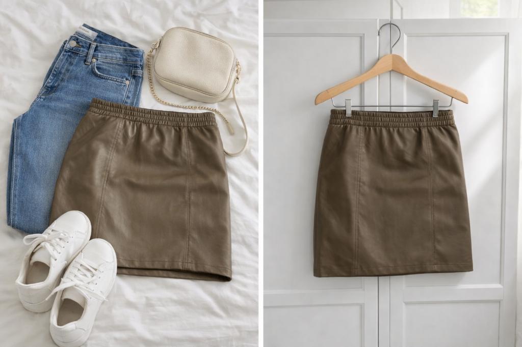 Hema echt leren kaki rokje NIEUW maat 36  , Kleding | Dames, Rokken, Nieuw, Ophalen of Verzenden, Maat 36 (S), Hema