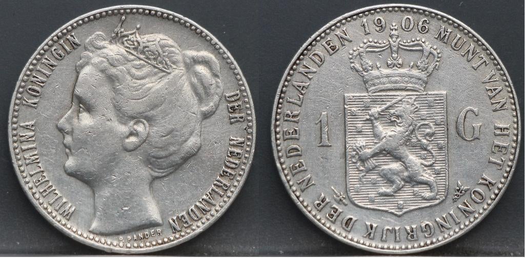 Schaarse 1 gulden 1906 Wilhelmina, Postzegels en Munten, Munten | Nederland, 1 gulden, Verzenden, Koningin Beatrix, Zilver