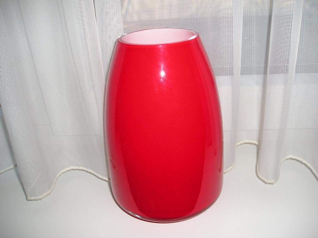 vaas / vaasjes / schaal - rood glas, Ophalen, Minder dan 50 cm, Rood, Glas