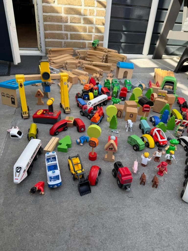 Houtentrein, Ophalen of Verzenden, Gebruikt, Rij- of Hobbelspeelgoed