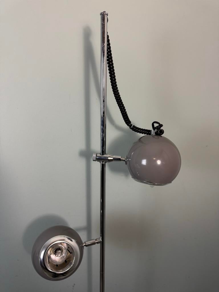 Retro Space Age Bollen Vloerlamp - Grijs Chroom, Gebruikt, ?, Metaal, 150 tot 200 cm