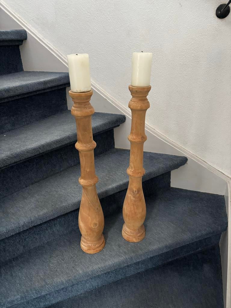 Houten kandelaars (2 stuks), Ophalen, Gebruikt, Kandelaar, Hout