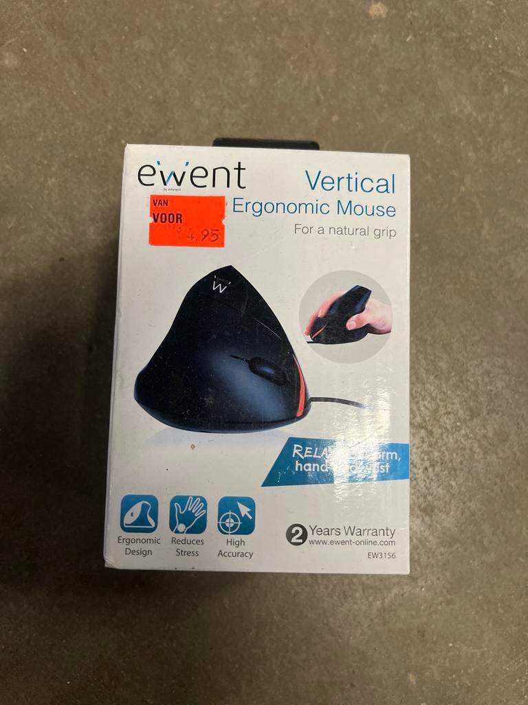 Ewent Verticale Ergonomische Muis - Nieuw, Muis, Ergonomisch, Nieuw, Ophalen of Verzenden