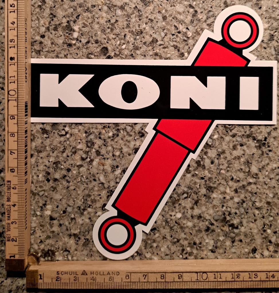 Grote Vintage sticker Koni schokbrekers merk logo, Ophalen of Verzenden, Zo goed als nieuw