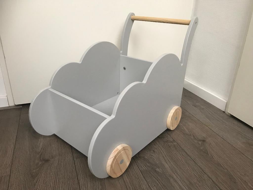 Nette Vertbaudet Kist op wieltjes Wolk - licht grijs, Ophalen, Zo goed als nieuw, Duw- of Trekspeelgoed
