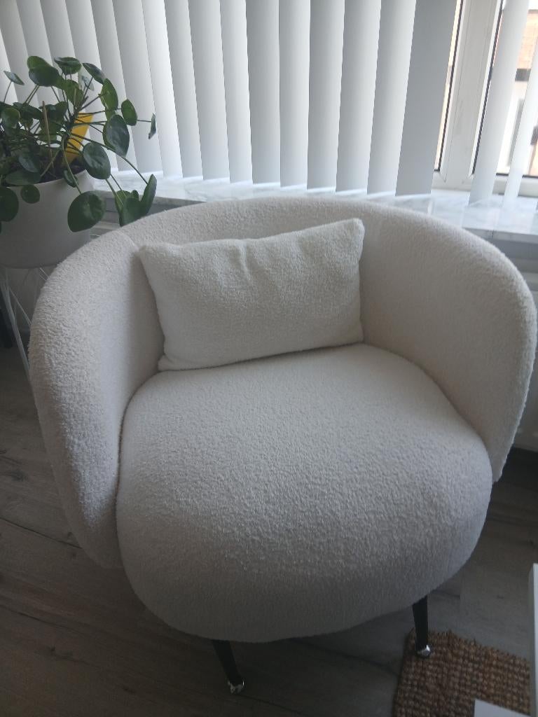 Fauteuil Teddy wit, Ophalen, 75 tot 100 cm, Zo goed als nieuw, 50 tot 75 cm