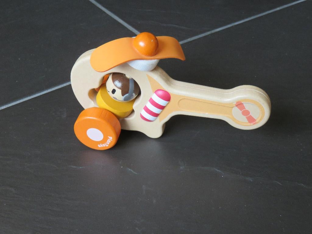 Houten helikopter, PlanToys, ca 18cm groot. Mooi degelijk, Kinderen en Baby's, Speelgoed | Houten speelgoed, Zo goed als nieuw