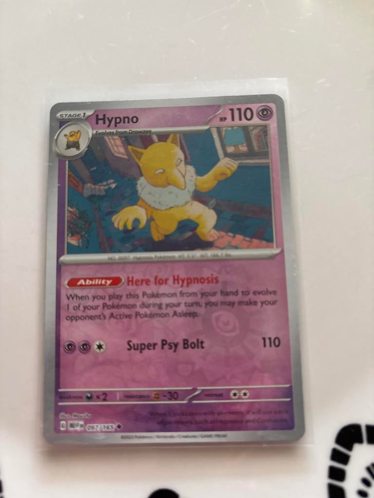 Pokémon Kaart Hypno 097/165 - Zo goed als nieuw, Ophalen of Verzenden, Zo goed als nieuw, Losse kaart