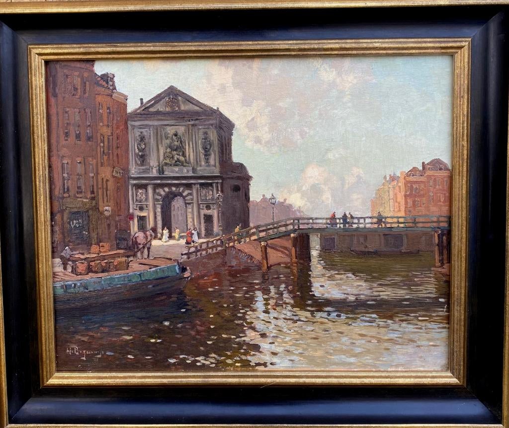 stadsgezicht ROTTERDAM===Herman Bogman jr 1890-1975, Antiek en Kunst, Kunst | Schilderijen | Klassiek, Ophalen of Verzenden