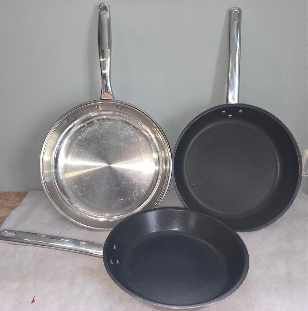 Pannenset: 2x Ikea, 1x Sola - Prima staat, Gebruikt, Pannenset, Ophalen of Verzenden, Rvs