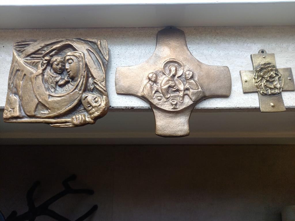 3 PRACHTIGE MASSIEF BRONZEN PLAQUETTES ., Ophalen of Verzenden