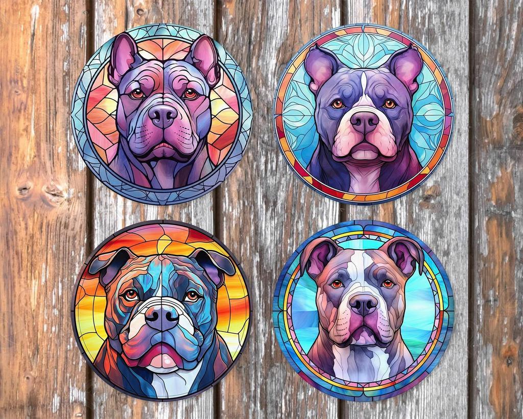 American Bully Glas in Lood onderzetters met houder rond, Ophalen of Verzenden, Nieuw, Glas of Kopje