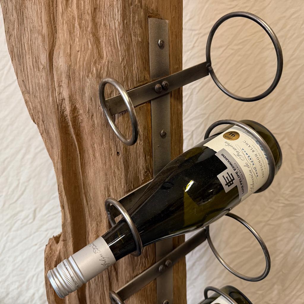 Wijnrek – teak / metaal – voor 6 flessen – TTM Wonen, TTM Wonen, Meubels – (Perzische) Tapijten en Woonaccessoires, 5 tot 15 flessen
