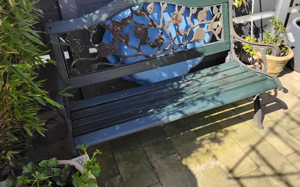 Tuinbank met gietijzer, Tuin en Terras, Ophalen, Gebruikt, Overige materialen