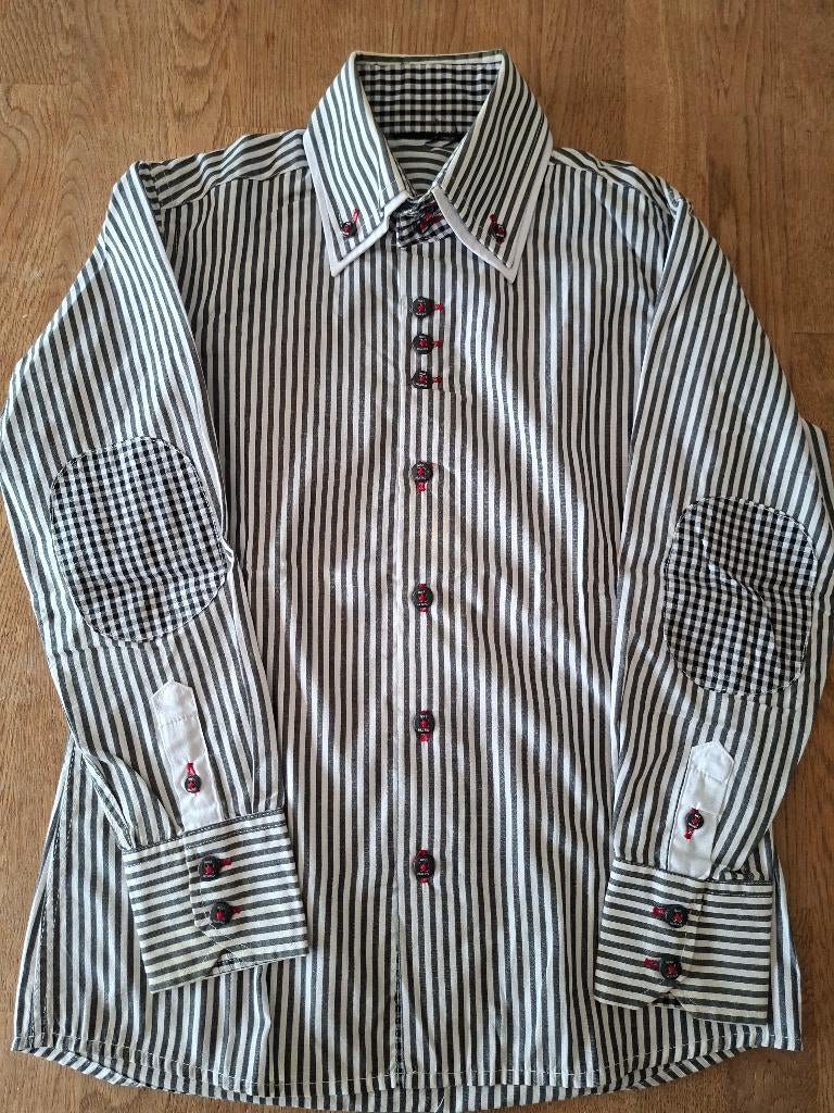 No.1 NLCKO overhemd wit/zwart gestreept met elleboogpatches, Anneonline, Steenbergen, Shop@wesell4u.nl, Overhemd of Blouse