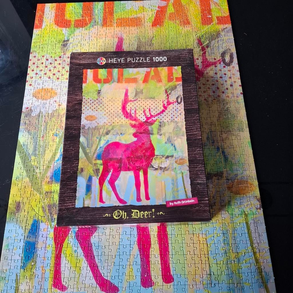 Heye Puzzel 1000 Stukjes - Pink Deer, Hobby en Vrije tijd, Denksport en Puzzels, Ophalen of Verzenden, 500 t/m 1500 stukjes, Zo goed als nieuw