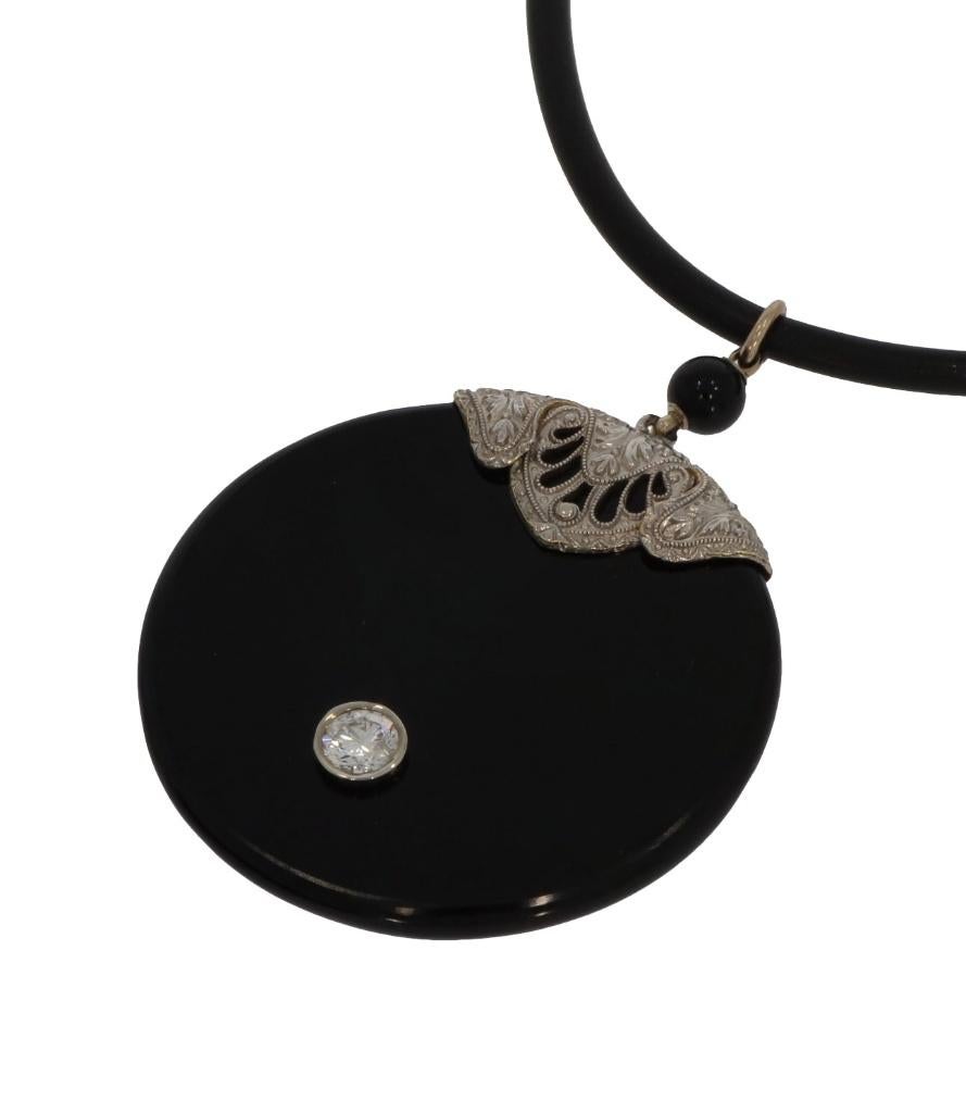 Art Deco diamanten onyx antieke 14k gouden hanger ketting, Sieraden, Tassen en Uiterlijk, Antieke sieraden, Verzenden, Goud, Ketting