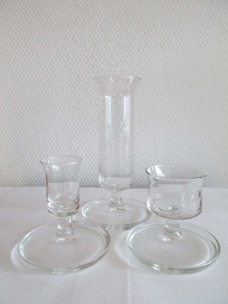 Leerdam Floris Meydam, kandelaars, vaasje met vaste schotel, Antiek en Kunst, Antiek | Glas en Kristal, Ophalen