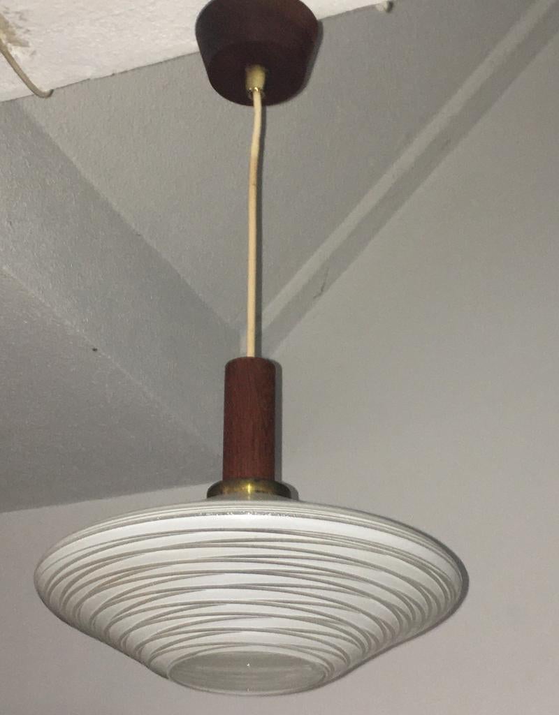 Vintage hanglamp, Ophalen of Verzenden, Gebruikt, Glas, Minder dan 50 cm