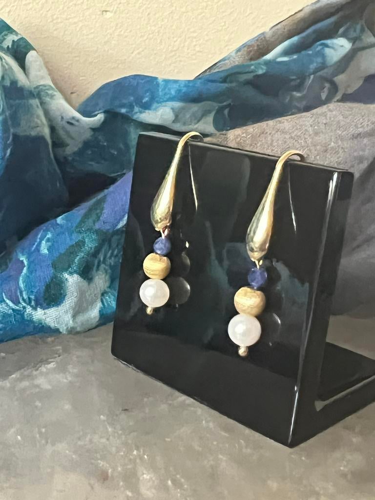 Akoya zoutwater parel saffier geluk balans harmonie uniek, Hangers, Nieuw, Ophalen of Verzenden, Met edelsteen