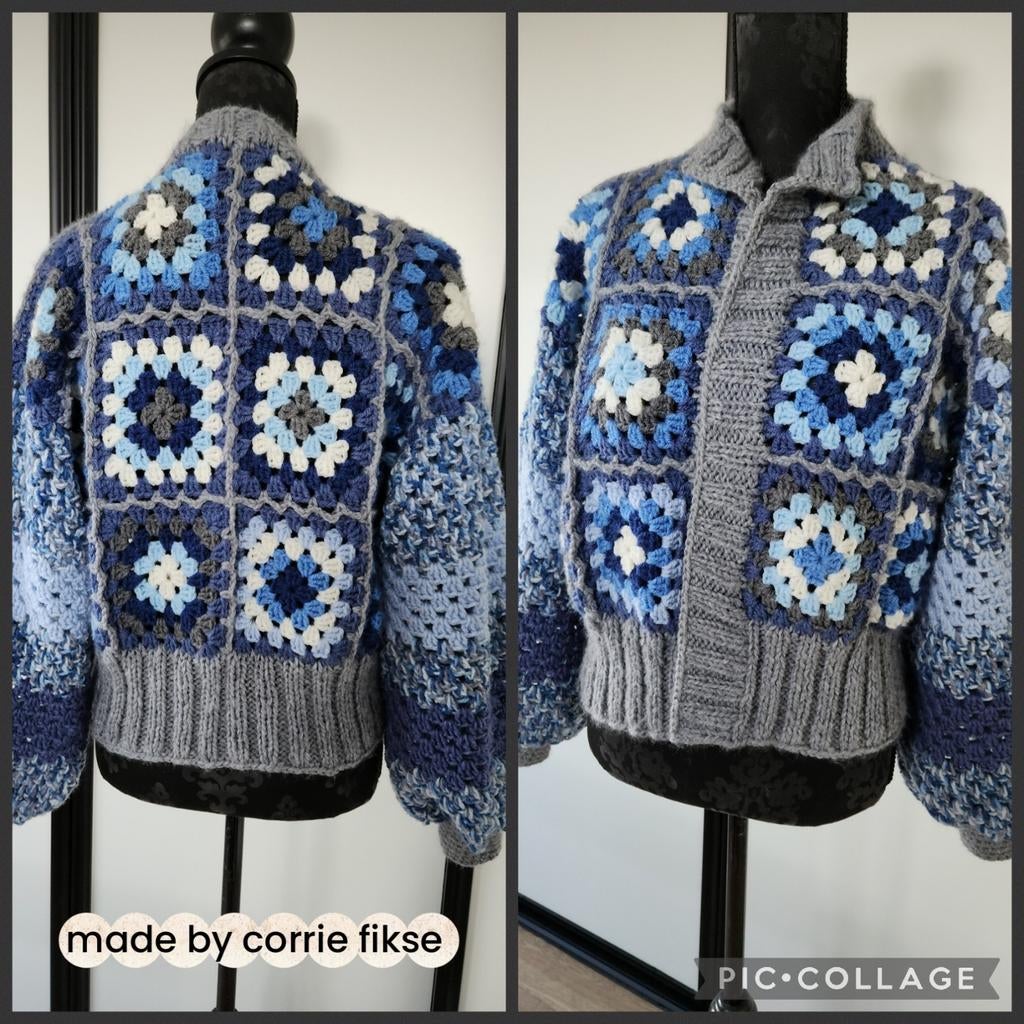 Dames granny squares vest, Blauw, Maat 42/44 (L), Nieuw, Ophalen of Verzenden