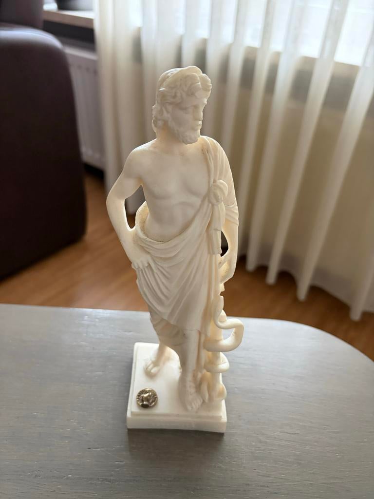 Albasten beeldje Asclepius, Griekse god van de geneeskunde, Ophalen of Verzenden, Gebruikt, Religie