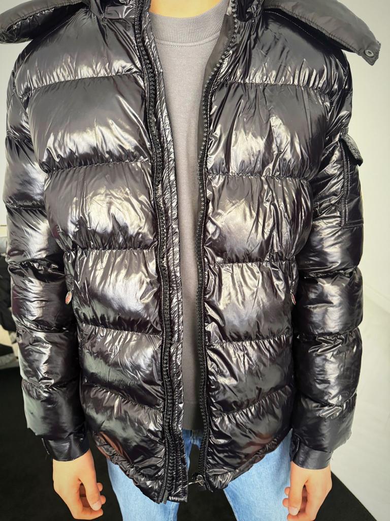 Moncler Winterjas Kindermaat M Zwart Glimmend, Kleding | Heren, Ophalen of Verzenden, Nieuw