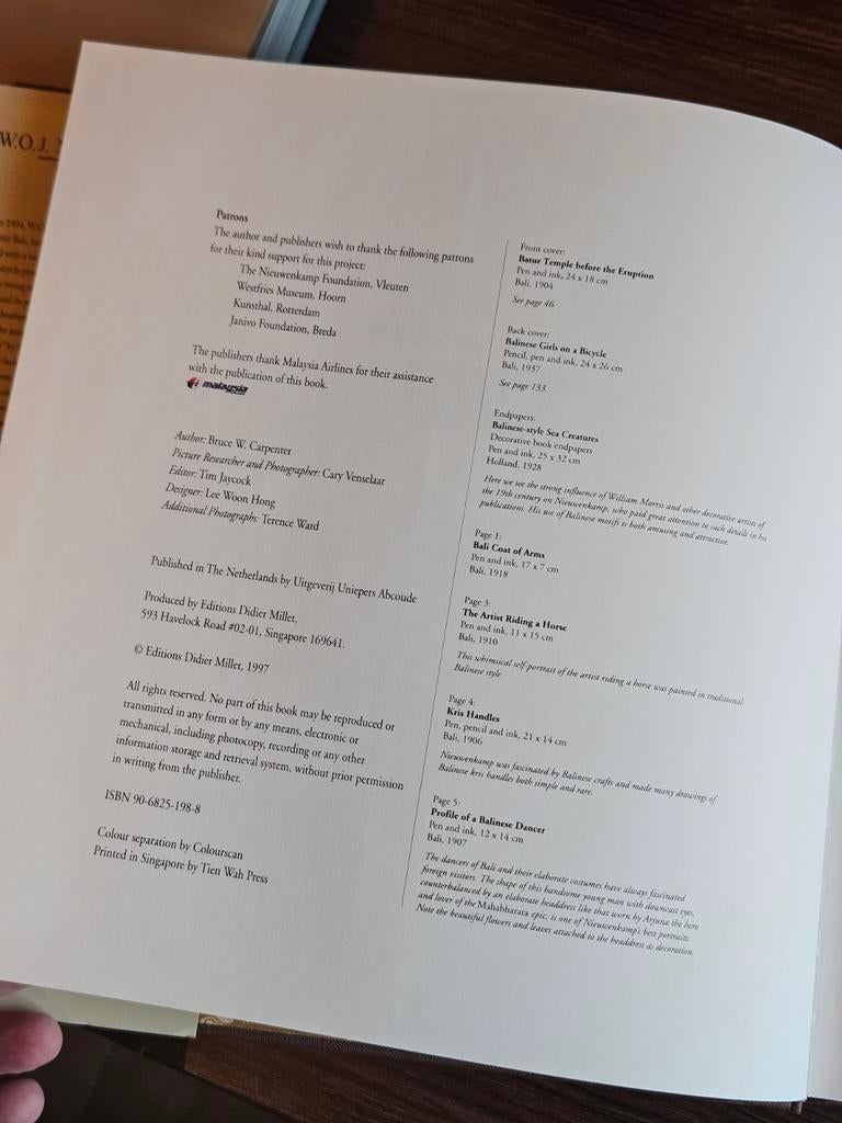 Boek B.W. Carpenter - W.O.J. Nieuwenkamp Bali Indonesië, Gelezen, Ophalen of Verzenden, B.W. Carpenter