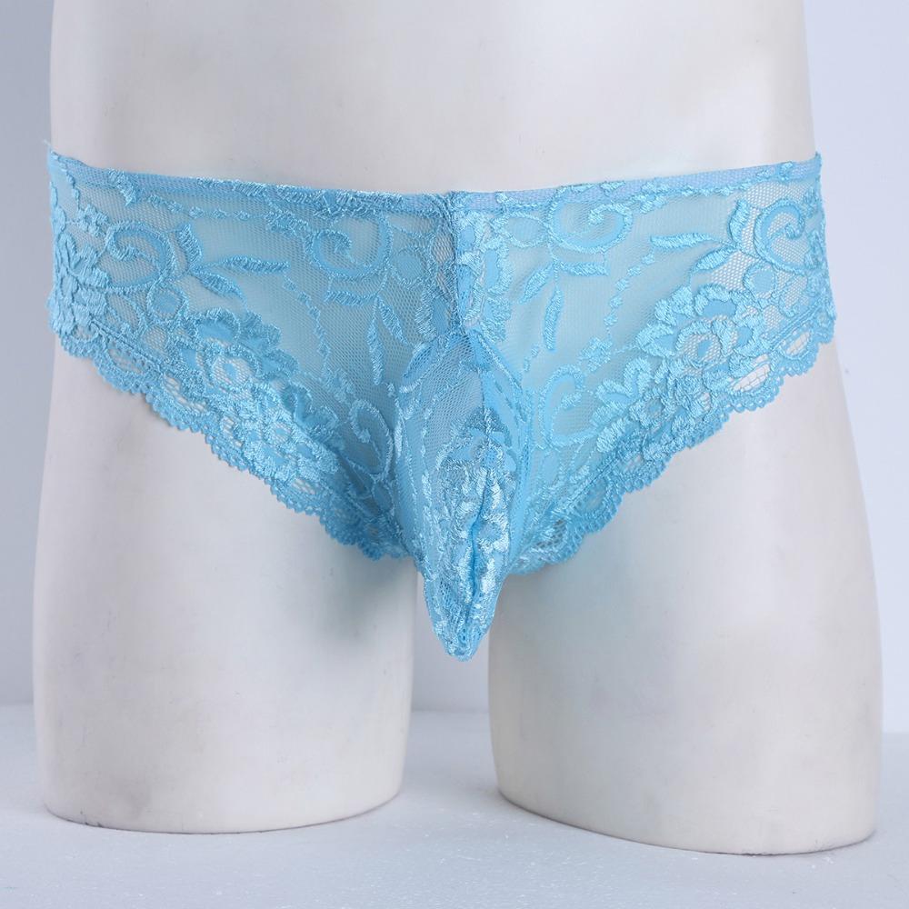 Lichtblauwe heren sissy slip / mannen sexy kanten onderbroek, Verzenden, Blauw, Slip
