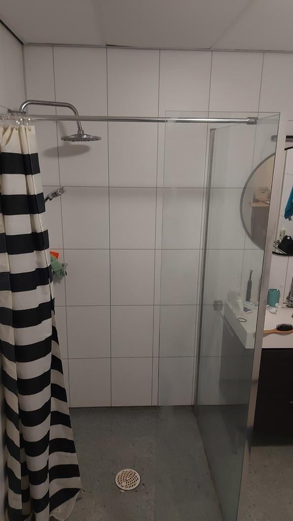 Glazen douchewand met hoek, 110cm, Huis en Inrichting, Ophalen, Gebruikt, Overige typen