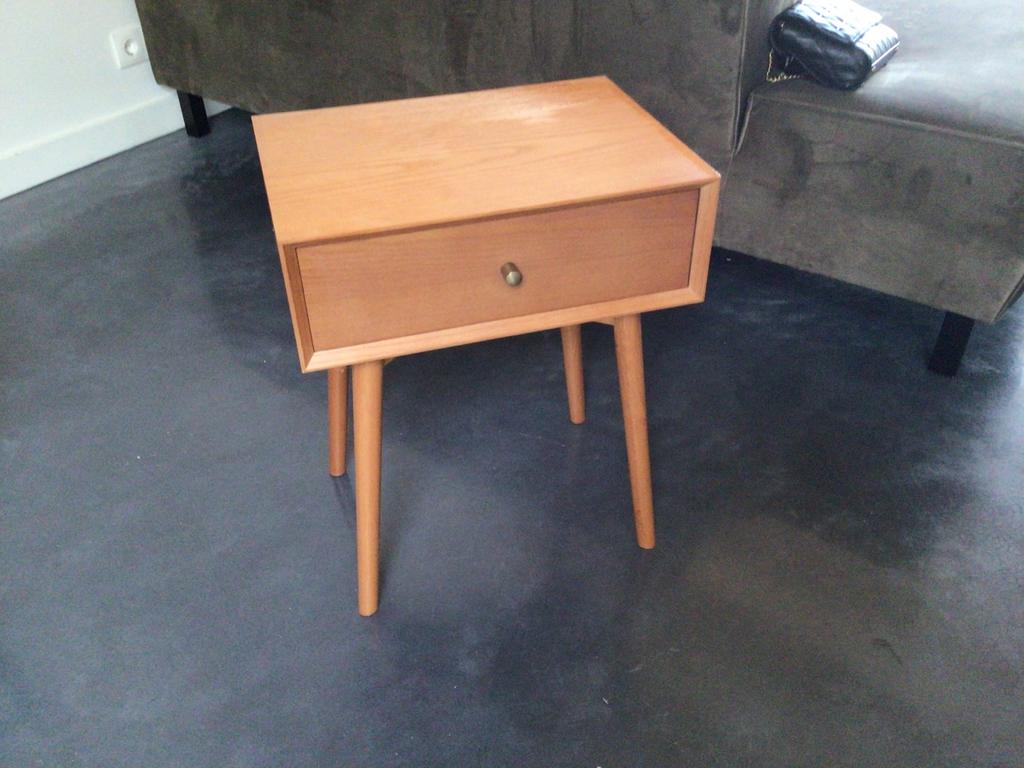 Houten nachtkastje met lade  ‘Jysk Hokksund’, Ophalen, Gebruikt, Minder dan 45 cm, Minder dan 55 cm