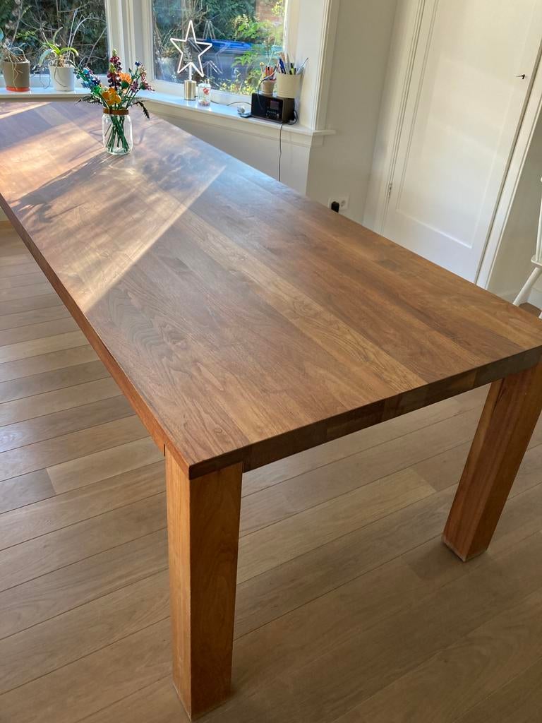 Seuren design massief noten houten eettafel 3m x 1m, Ophalen, 100 tot 150 cm, Design, 200 cm of meer