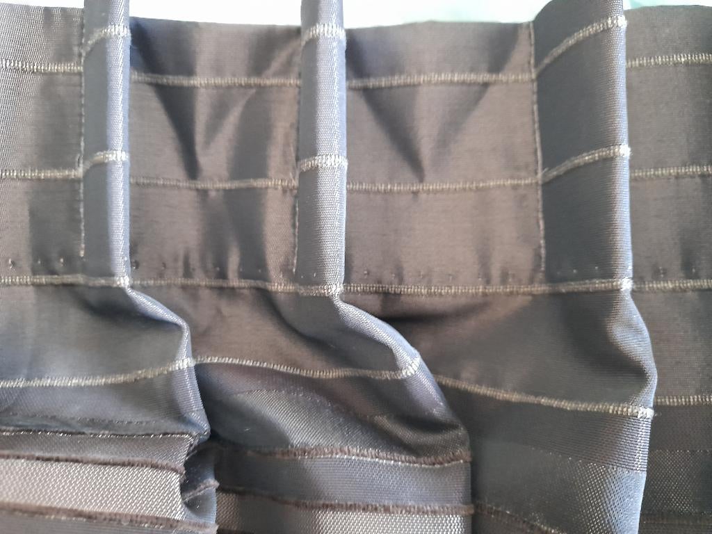 Brons - bruin-/zwarte gordijnen compleet met railhaakjes, Ophalen, 200 cm of meer, Grijs, Zo goed als nieuw