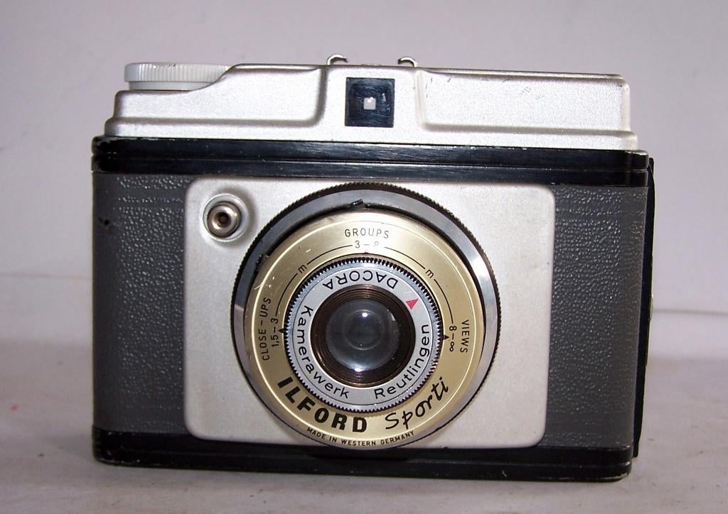 Mooie vintage Ilford Sporti 6x6 camera (1959). Izgs., Ophalen of Verzenden, Zo goed als nieuw, Compact, Overige Merken