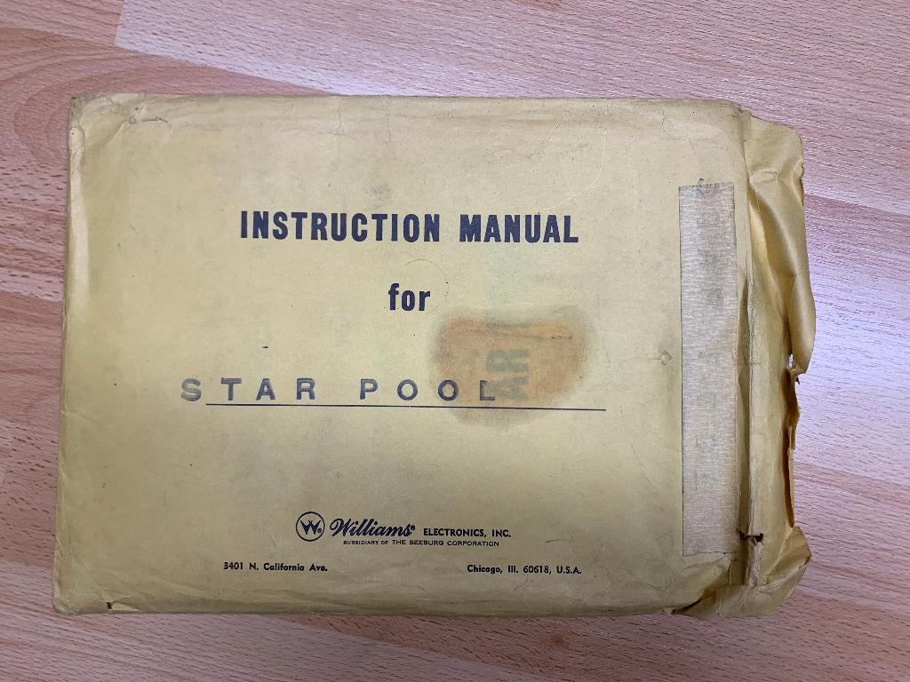 Williams schema's STAR POOL, Verzamelen, Automaten | Flipperkasten, Gebruikt, Mechanisch, Onderdeel of Defecte kast, Ophalen of Verzenden
