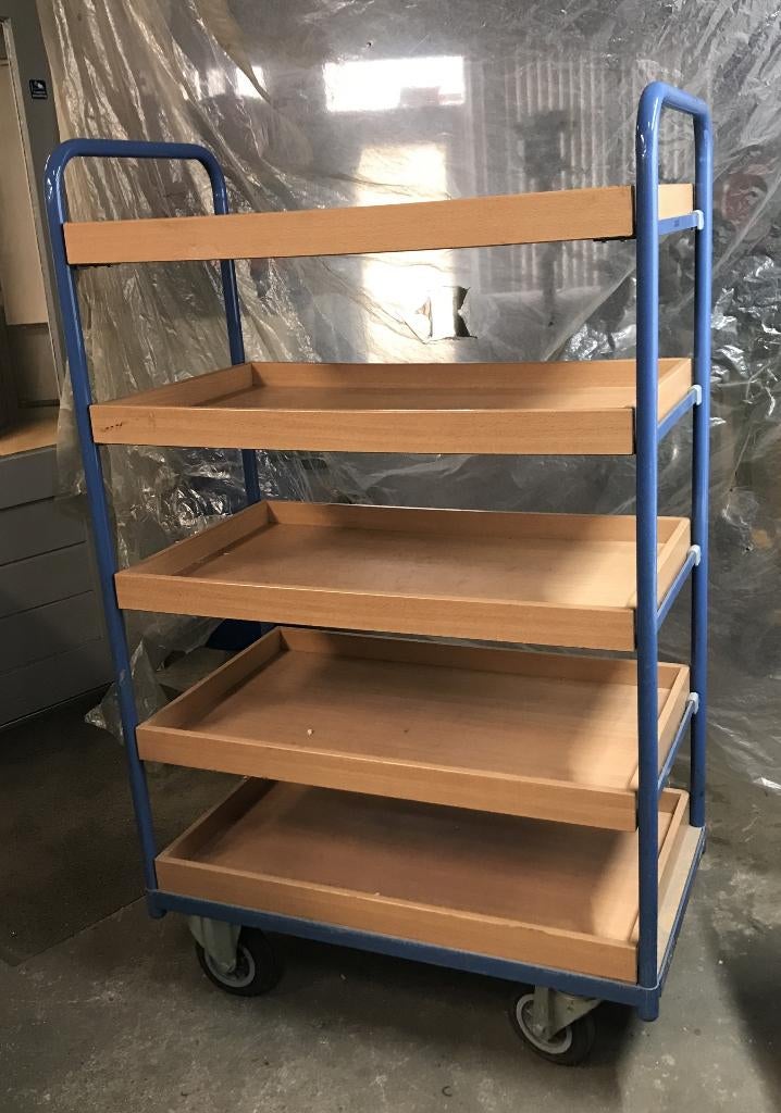 Etagewagen, Fetra, 5x houten bak, 50x91x150 cm, Doe-het-zelf en Verbouw, Transportwagens, 100 liter of meer, Ophalen, Gebruikt