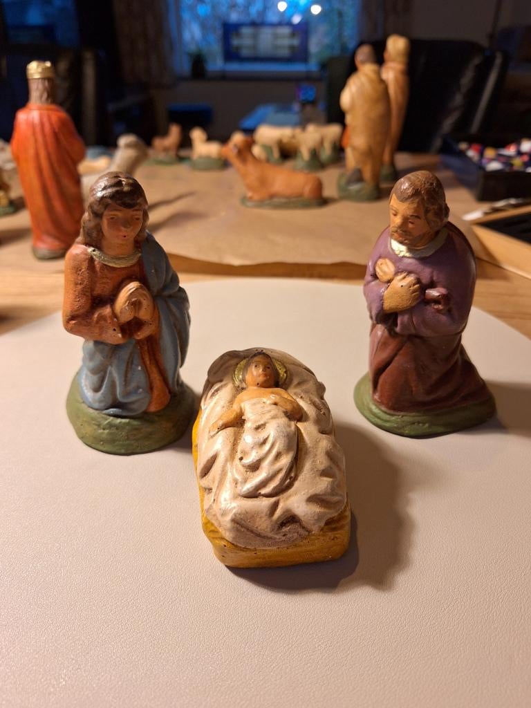 Oude/ antieke kerstgroep. Gips, Diversen, Kerst, Ophalen of Verzenden