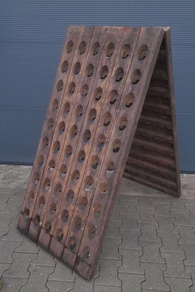 Champagne rek, wijnrek / pupitre frans eiken, Huis en Inrichting, Woonaccessoires | Wijnrekken, Ophalen, Gebruikt, 25 flessen of meer