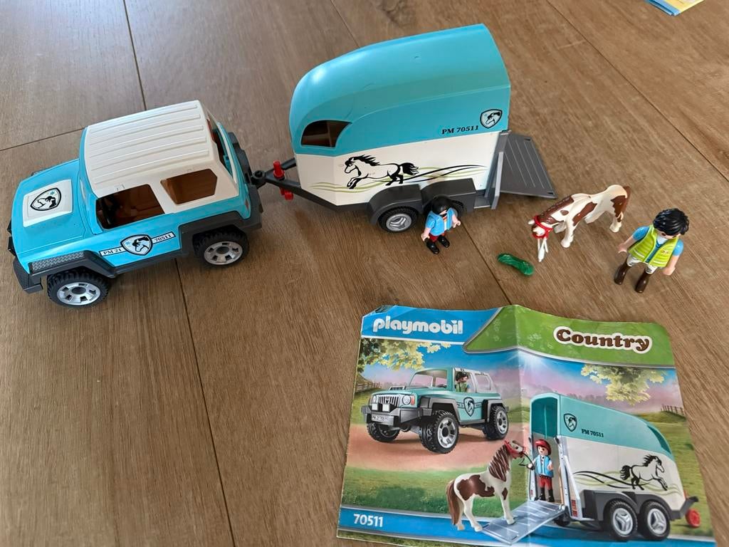 Playmobil auto met paardentrailer 70511, Ophalen of Verzenden, Zo goed als nieuw