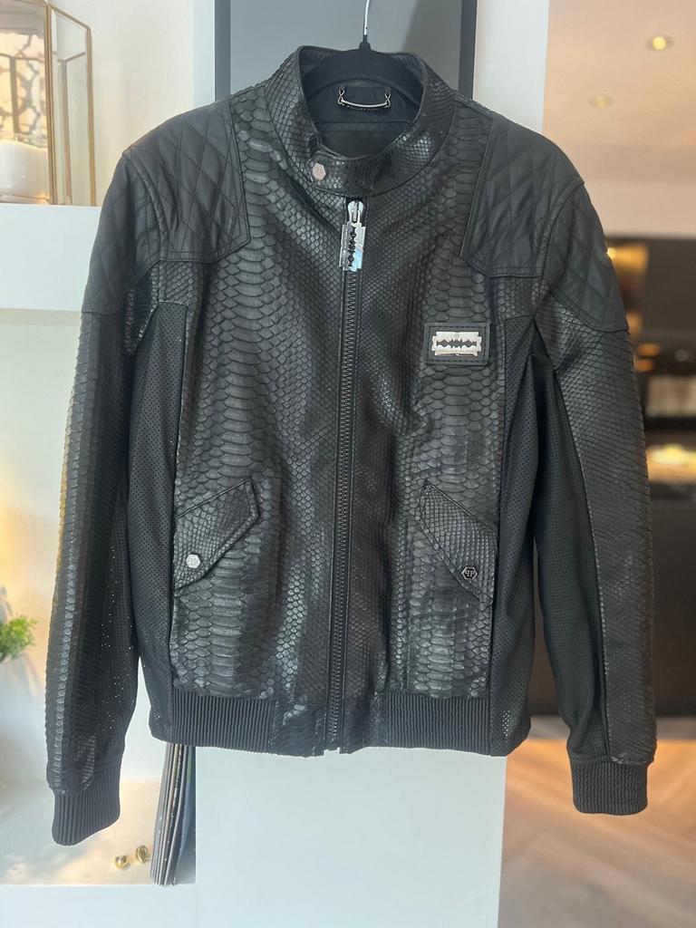 Philipp Plein Leren Jas - Maat L - Uniek!, Ophalen of Verzenden, Gedragen, Maat 52/54 (L), Zwart