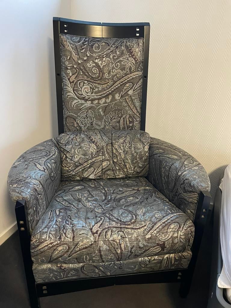 Giorgetti stoel fauteuil zwart hout, Huis en Inrichting, Fauteuils, Ophalen, Zo goed als nieuw, Stof